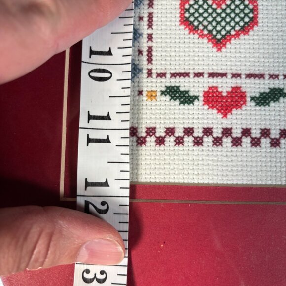 Vintage Christmas Cross Stitch Art Framed Holiday Needlepoint Wall Hanging - Picture 14 of 15